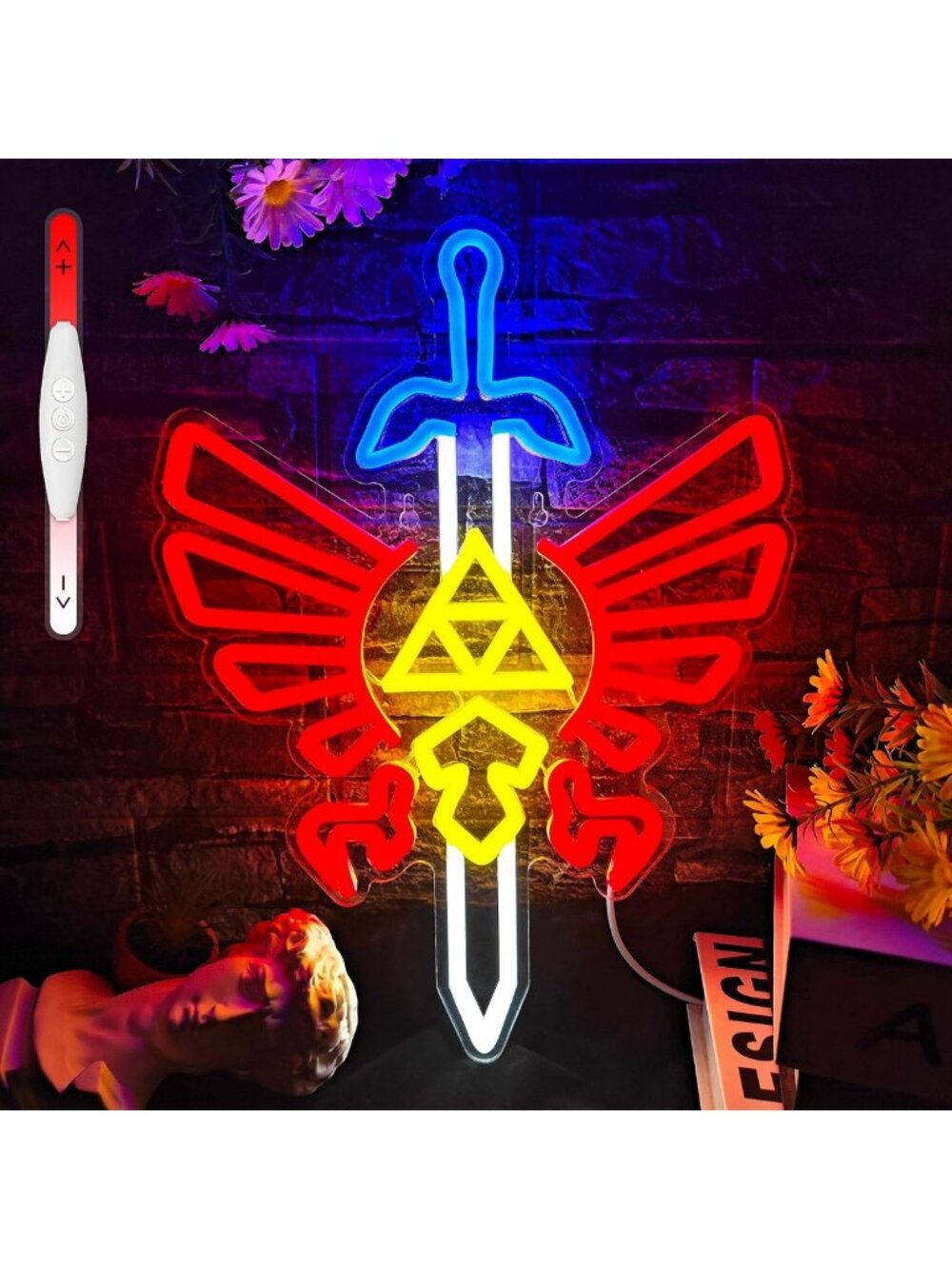 Neon Gamer Sign - LED Master Sword Wall Decor for Gaming Room & Bedroom Gifts